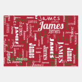 Kerstmis Herhalende naam Rood Wit Groen Gift Inpakpapier Vel (Voorkant 2)