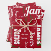 Kerstmis Herhalende naam Rood Wit Groen Gift Inpakpapier Vel (In situ)