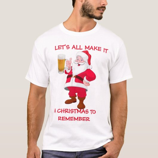 Kerstmis herinnert zich Beer Lover Santa Funny Shi T-shirt (Voorkant)