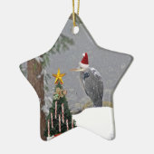Kerstmis Heron op sneeuwfoto Keramisch Ornament (Links)
