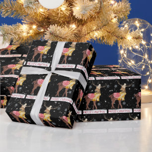 Kerstmis Hert in Sneeuwvlokken   Cadeaupapier