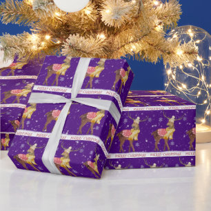 Kerstmis Hert in Sneeuwvlokken Cadeaupapier