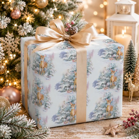 Kerstmis Hert Inpakpapier met Sneeuw
