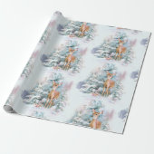 Kerstmis Hert Inpakpapier met Sneeuw (Uitgerold)