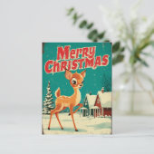 Kerstmis Hert Kunst Vintage Briefkaart (Staand voorkant)
