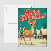 Kerstmis Hert Kunst Vintage Briefkaart (Voorkant / Achterkant)