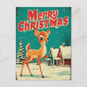 Kerstmis Hert Kunst Vintage Briefkaart