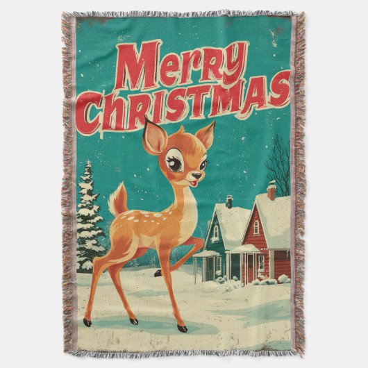 Kerstmis Hert Kunst Vintage Deken (Voorkant Verticaal)