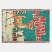 Kerstmis Hert Kunst Vintage Deken (Voorkant)