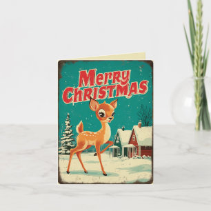 Kerstmis Hert Kunst Vintage Feestdagen Kaart