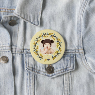 Kerstmis hert met krans gele aandenken ronde button 7,6 cm