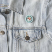 Kerstmis hert met krans turquoise ronde button 3,2 cm (In situ)
