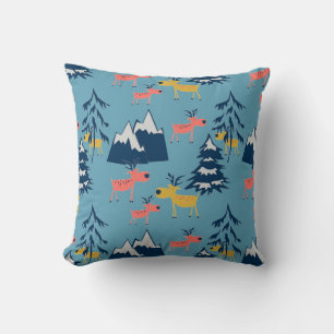 Kerstmis, herten, bos, kerstbomen, vakantie kussen