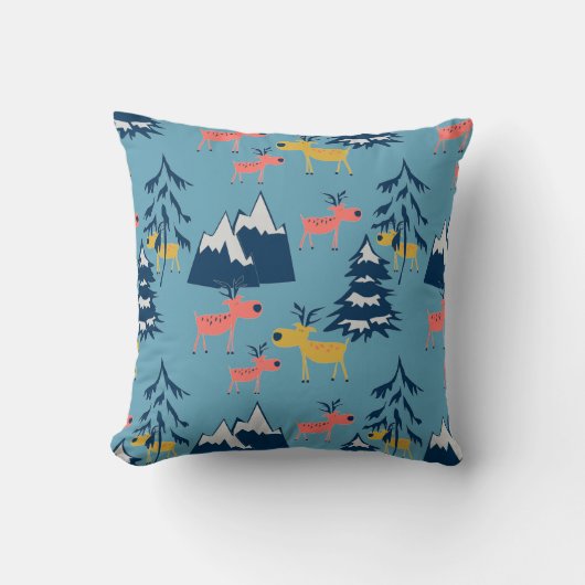 Kerstmis, herten, bos, kerstbomen, vakantie kussen (Voorkant)