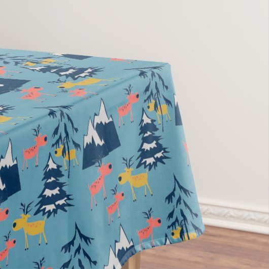Kerstmis, herten, bos, kerstbomen, vakantie tafelkleed (Voorbeeld)