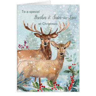 Kerstmis, herten, broer en zuster-in-law-Kaart