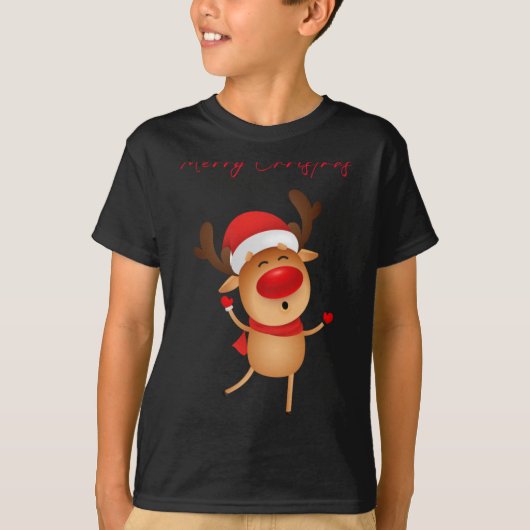 Kerstmis herten Cartoon Kerst T-shirt (Voorkant)