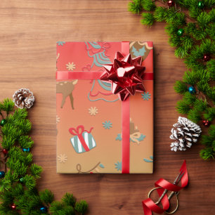 Kerstmis herten decoratie vintage cadeaupapier