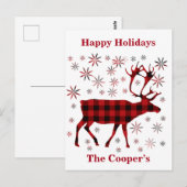 Kerstmis, herten, elanden, kanaribou, rode vleermu briefkaart (Voorkant / Achterkant)
