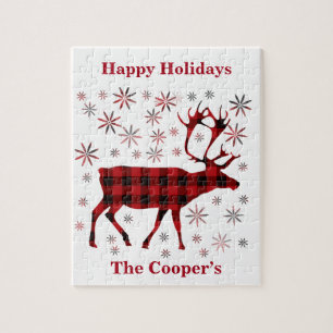 Kerstmis, herten, elanden, kanaribou, rode vleermu legpuzzel