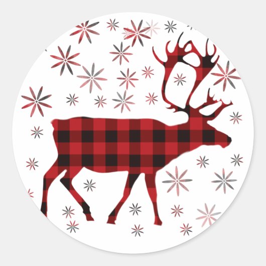 Kerstmis, herten, elanden, kanaribou, rode vleermu ronde sticker (Voorkant)