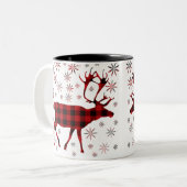 Kerstmis, herten, elanden, kanaribou, rode vleermu tweekleurige koffiemok (Voorkant links)