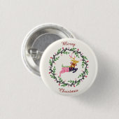Kerstmis herten met krans aanpassen ronde button 3,2 cm (Voorkant /achterkant)