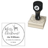 Kerstmis Herten Script Rubberstempel (Gestempeld)