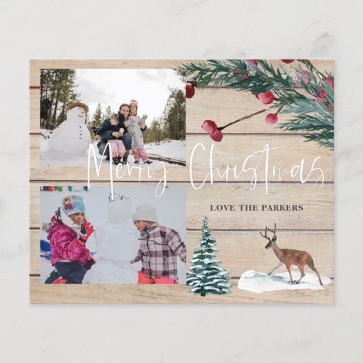 Kerstmis herten winter multi foto flyer met budget (Voorkant)