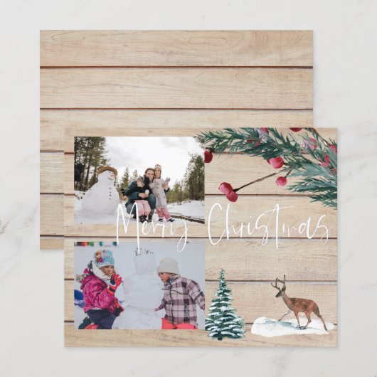 Kerstmis herten winter multi foto op een budget (Voorkant / Achterkant)