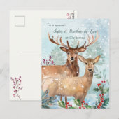 Kerstmis, herten, zuster en broer in het Briefkaar Briefkaart (Voorkant / Achterkant)