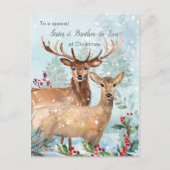 Kerstmis, herten, zuster en broer in het Briefkaar Briefkaart (Voorkant)