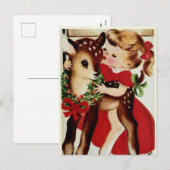 Kerstmis hertenkind vakantie ansichtkaart feestdagenkaart (Voorkant / Achterkant)