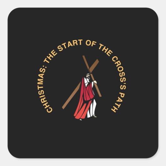 Kerstmis: het begin van het pad van het kruis vierkante sticker (Voorkant)