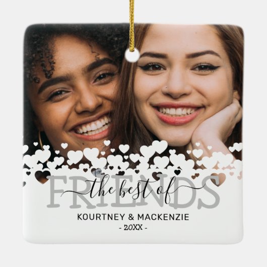 Kerstmis Het beste vriendenfoto Keramisch Ornament (Achterkant)