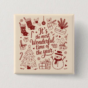Kerstmis Het Is Het Leukste Tijd Van Het Jaar Vierkante Button 5,1 Cm