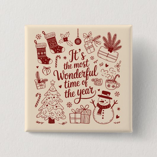 Kerstmis Het Is Het Leukste Tijd Van Het Jaar Vierkante Button 5,1 Cm (Voorkant)