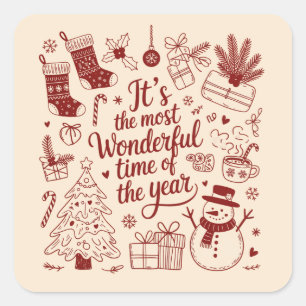 Kerstmis Het Is Het Leukste Tijd Van Het Jaar Vierkante Sticker