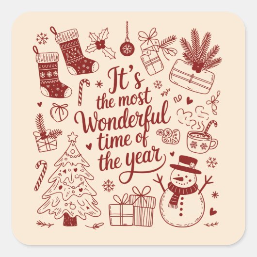 Kerstmis Het Is Het Leukste Tijd Van Het Jaar Vierkante Sticker (Voorkant)