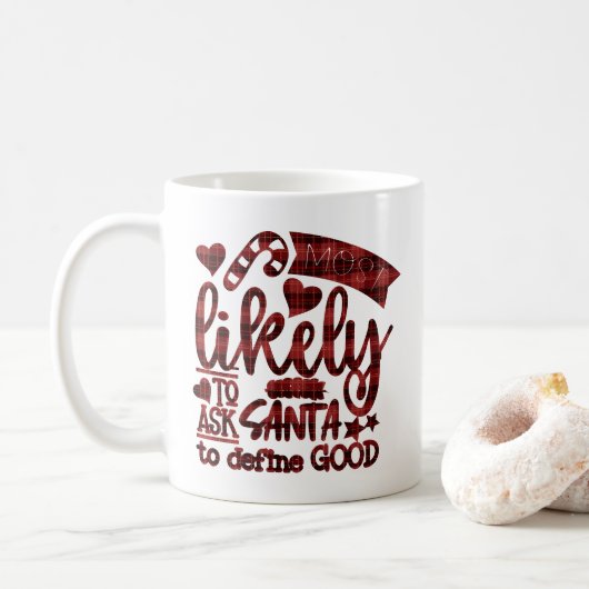 Kerstmis het meest waarschijnlijk om Santa Plaid M Koffiemok (Met donut)