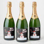 Kerstmis Het Snowman Mousserende Wijn Label Sparkling Wijnetiket (Flessen)