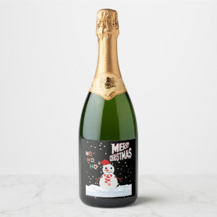 Kerstmis Het Snowman Mousserende Wijn Label Sparkling Wijnetiket