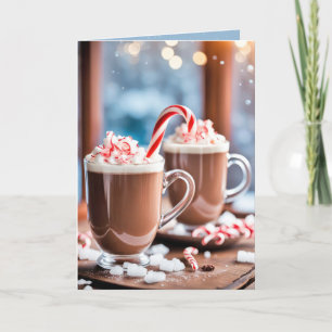 Kerstmis Hete Chocolade Met Candy Canes Feestdagen Kaart