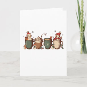 Kerstmis Hete Chocolade Mokken Sneeuwmannen Kersts Kaart