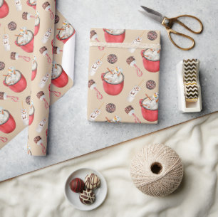 Kerstmis Hete Chocolade Sneeuwman Pepermunt Cadeaupapier