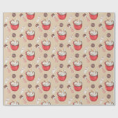 Kerstmis Hete Chocolade Sneeuwman Pepermunt Cadeaupapier (Vlak)