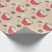 Kerstmis Hete Chocolade Sneeuwman Pepermunt Cadeaupapier (Hoek)