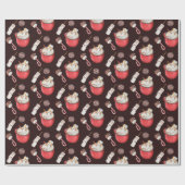 Kerstmis Hete Chocolade Sneeuwman Pepermunt Cadeaupapier (Vlak)