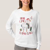 Kerstmis hier komt Llama Claus T-shirt (Voorkant)