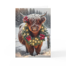 Kerstmis Highland-kalf met krans